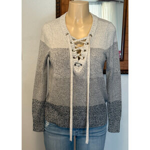 Soho New York & Company Womens Small Knit Lace Up Sweater Long Sleeve